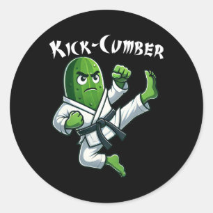 Grappig Kick-komkommer Komkommer Karate Atleet Jon Ronde Sticker