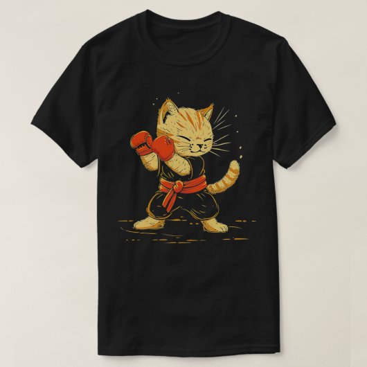 Grappig kickboksen kat speler vrouwen Mannen Kinde T-shirt (Design voorkant)