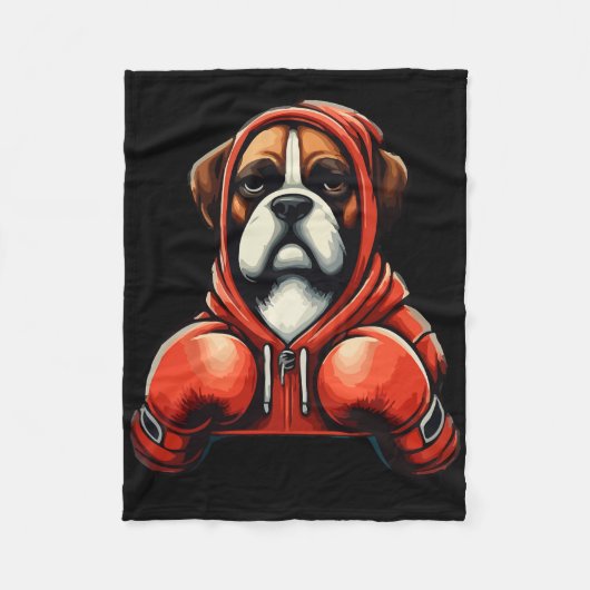 Grappig Kickboksen of Boksen Boksen Hond Mannen Vr Fleece Deken (Voorkant)
