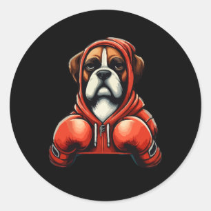 Grappig Kickboksen of Boksen Boksen Hond Mannen Vr Ronde Sticker