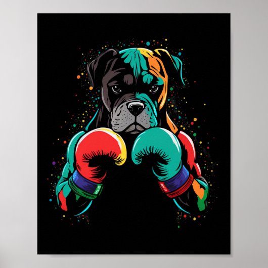 Grappig Kickboksen of Boksen Hond Mannen Vrouwen K Poster (Voorkant)