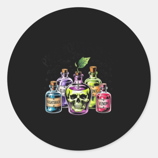 Grappig Kies Uw Gifappel Halloween Gothic Prin Ronde Sticker (Voorkant)