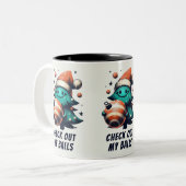 Grappig, kijk eens naar mijn Balls Tree Tweekleurige Koffiemok (Voorkant links)