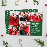 Grappig Kijk ons 5 Fotocollage Kerstmis Feestdagenkaart<br><div class="desc">Deze grappige vakantiekaart met vijf collages heeft een retro-stijl typografie met de tekst: "Kijk naar ons, we zijn allemaal feestelijk en zo." Don die kerstmutsen, rendieren gewei, lelijke truien, of andere duidelijke kerst kleding en accessoires. Maak dan wat foto's. Upload je favorieten, en, voila - je hebt jezelf een vakantiekaart...</div>