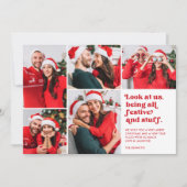 Grappig Kijk ons 5 Fotocollage Kerstmis Feestdagenkaart (Voorkant)