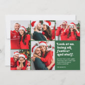 Grappig Kijk ons 5 Fotocollage Kerstmis Feestdagenkaart (Voorkant)