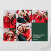 Grappig Kijk ons 5 Fotocollage Kerstmis Folie Feestdagenkaart (Voorkant)