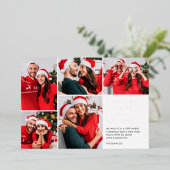 Grappig Kijk ons 5 Fotocollage Kerstmis Folie Feestdagenkaart (Staand Voorkant)