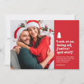 Grappig kijk ons feestelijke kerstfoto feestdagenkaart (Voorkant)