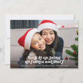 Grappig kijk ons kerst volledige foto | Rood Feestdagenkaart (Voorkant)