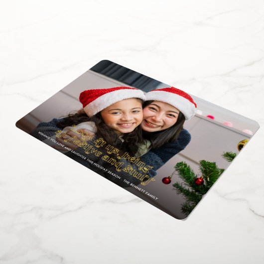 Grappig kijk ons kerst volledige foto | Rood Folie Feestdagenkaart (Gedraaid)