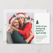 Grappig kijk ons kerstfoto | Rood Feestdagenkaart (Voorkant)