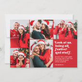 Grappig kijk op ons 5 foto collage kerstvakantie feestdagenkaart (Voorkant)