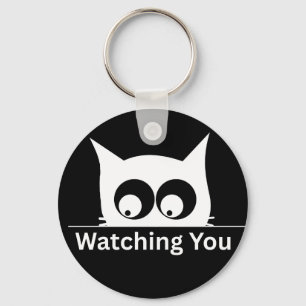 Grappig Kijken Naar Jou Kat Schattig Minimaal Sleutelhanger