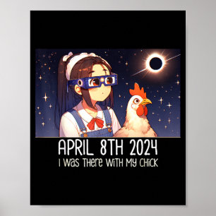 Grappig kijken naar totale zonsverduistering kip poster