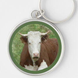 Grappig kijkend Koe in Grass Sleutelhanger