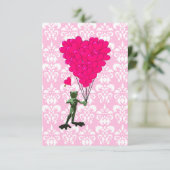 Grappig kikker cartoon en roze hart op vouw (Staand voorkant)