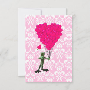 Grappig kikker cartoon en roze hart op vouw