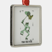 Grappig kikker die een vlinder achtervolgt metalen ornament (Rechts)