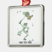 Grappig kikker die een vlinder achtervolgt metalen ornament (Links)