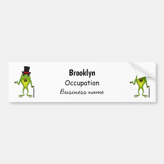 Grappig kikker met bovenste hoed cartoon bumpersticker (Voorkant)