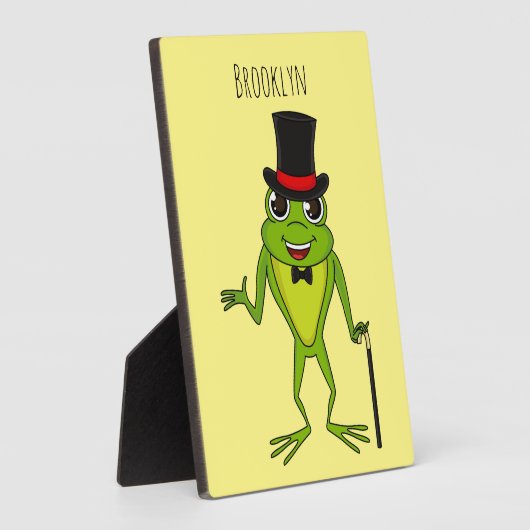 Grappig kikker met bovenste hoed cartoon fotoplaat (Zijkant)