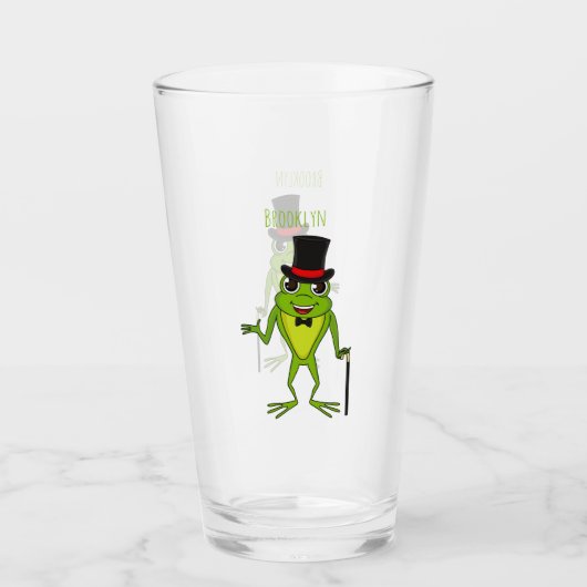 Grappig kikker met bovenste hoed cartoon glas (Voorkant)