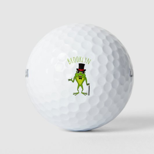 Grappig kikker met bovenste hoed cartoon golfballen (Voorkant)