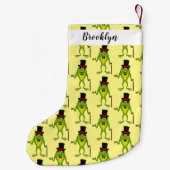 Grappig kikker met bovenste hoed cartoon kleine kerstsok (Achterkant)