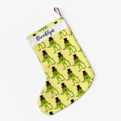 Grappig kikker met bovenste hoed cartoon kleine kerstsok (Achterkant (Hangend))