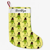 Grappig kikker met bovenste hoed cartoon kleine kerstsok (Voorkant)