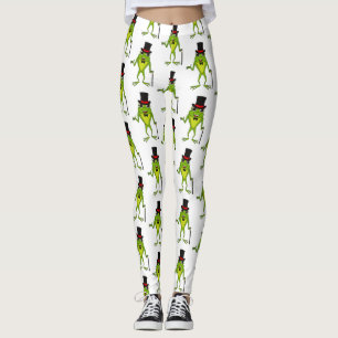 Grappig kikker met bovenste hoed cartoon leggings