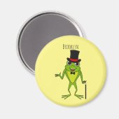 Grappig kikker met bovenste hoed cartoon magneet (Voorkant / Achterkant)
