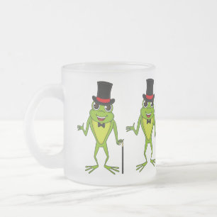 Grappig kikker met bovenste hoed cartoon matglas koffiemok