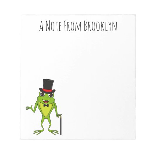 Grappig kikker met bovenste hoed cartoon notitieblok (Voorkant)