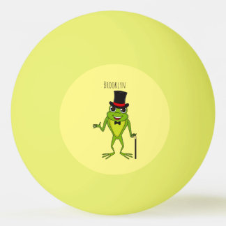 Grappig kikker met bovenste hoed cartoon pingpongbal