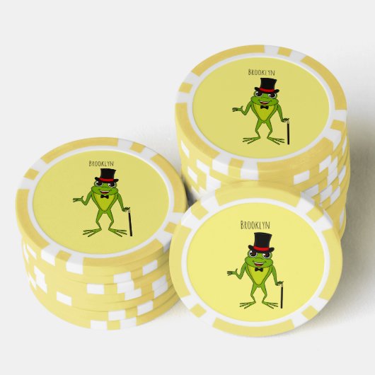 Grappig kikker met bovenste hoed cartoon poker chips (Opstapeling)