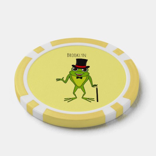 Grappig kikker met bovenste hoed cartoon poker chips (Enkel)