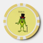 Grappig kikker met bovenste hoed cartoon poker chips (Voorkant)