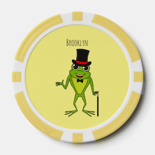 Grappig kikker met bovenste hoed cartoon poker chips (Voorkant)