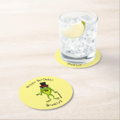 Grappig kikker met bovenste hoed cartoon ronde kartonnen onderzetter (Insitu)