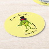 Grappig kikker met bovenste hoed cartoon ronde kartonnen onderzetter (Gebogen)