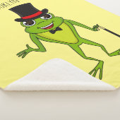 Grappig kikker met bovenste hoed cartoon sherpa deken (3/4)