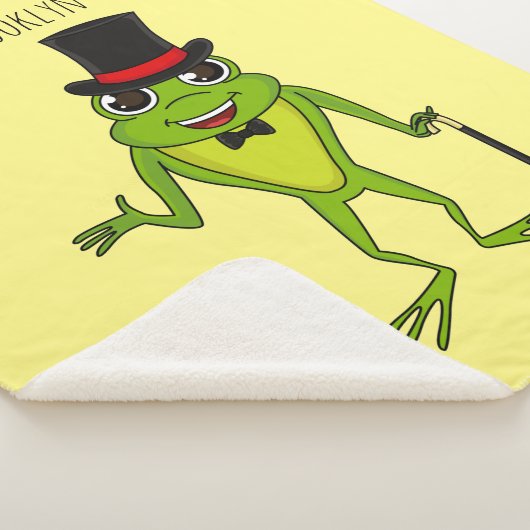 Grappig kikker met bovenste hoed cartoon sherpa deken (3/4)