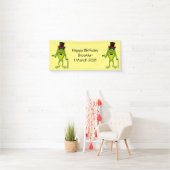 Grappig kikker met bovenste hoed cartoon spandoek (Insitu)