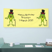Grappig kikker met bovenste hoed cartoon spandoek (Beurs)