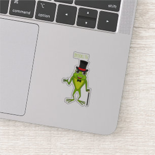 Grappig kikker met bovenste hoed cartoon sticker