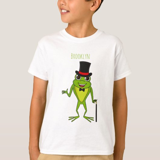 Grappig kikker met bovenste hoed cartoon t-shirt (Voorkant)