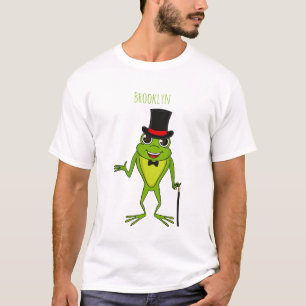Grappig kikker met bovenste hoed cartoon t-shirt