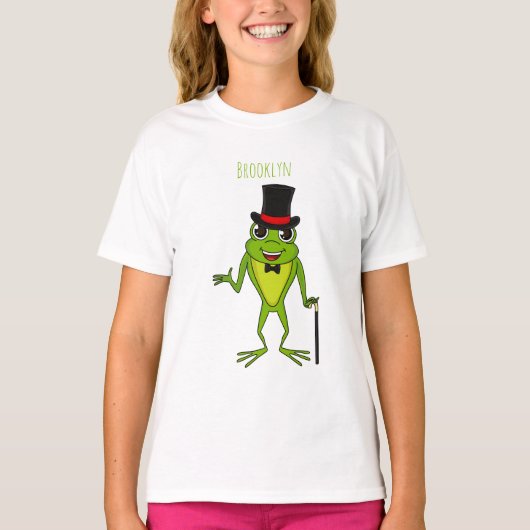 Grappig kikker met bovenste hoed cartoon t-shirt (Voorkant)